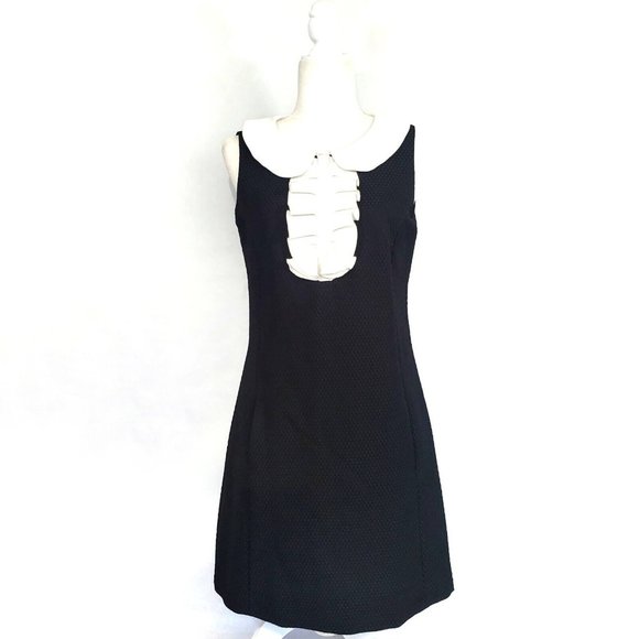 BNWT $850 Axara Paris Black White Ruffle Pockets Formal Short Cocktail Dress 38 - Picture 3 of 9